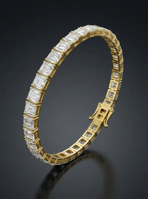 BR-04 Asscher cut lab-grown gulguld tennisarmbånd