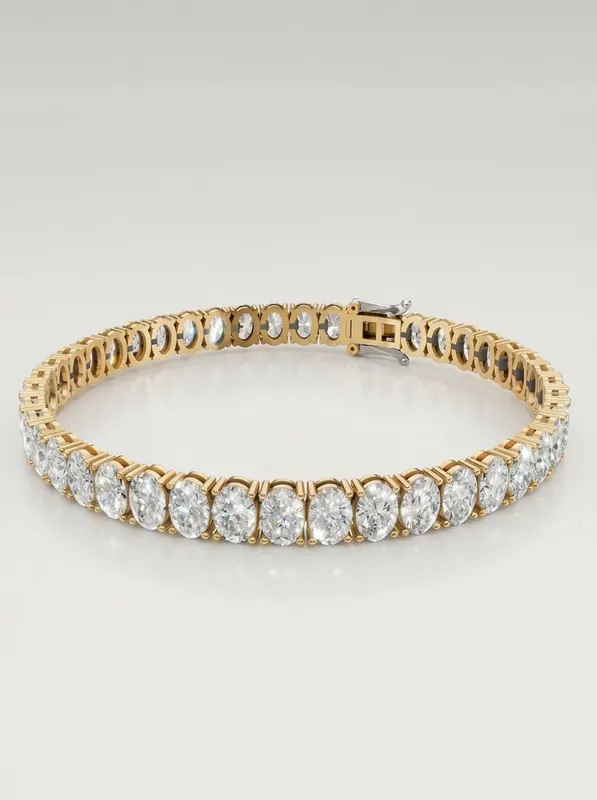 BR-02 oval lab-grown gulguld tennisarmbånd