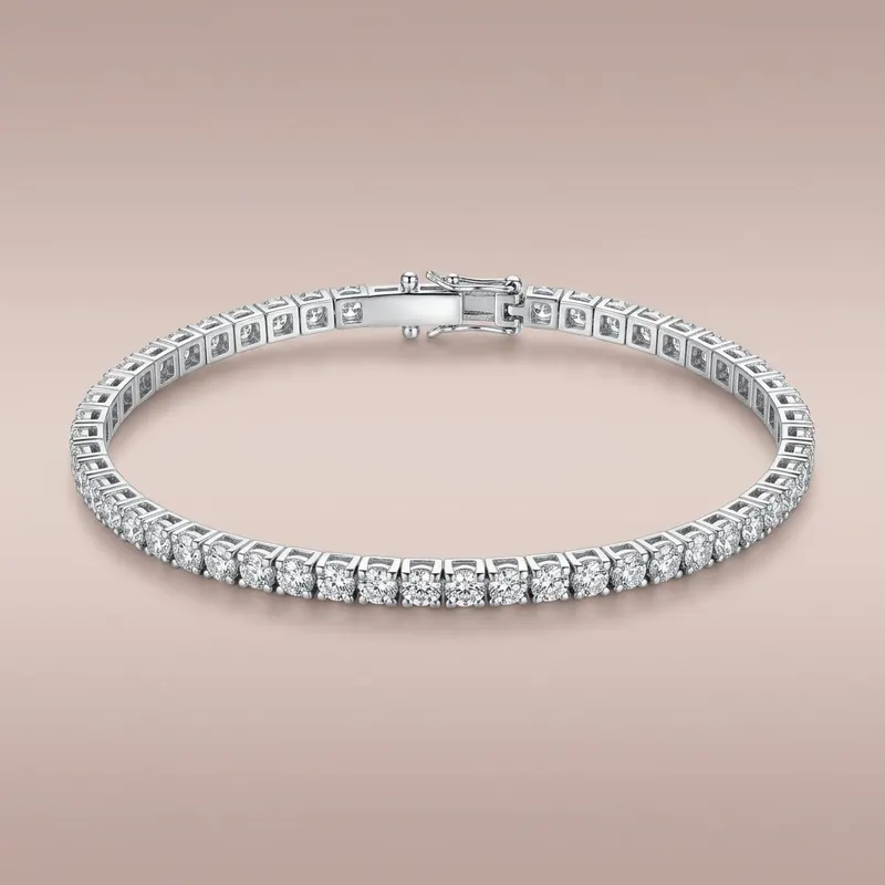 Naturligt diamant tennisarmbånd 4ct 18K hvidguld