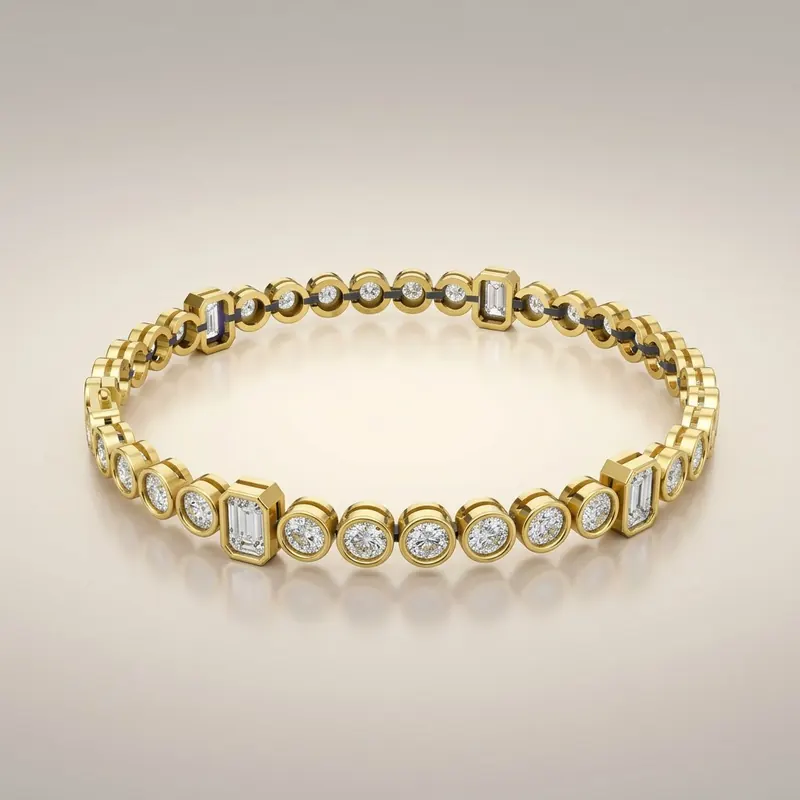 BR-14 round emerald gulguld tennisarmbånd